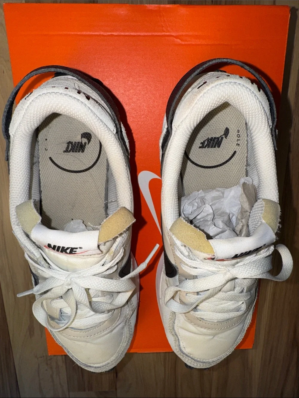 Nike Waffle Debut Sneakers Women’s Size 8 Sanddrift Black Retro Running Shoes - Picture 7 of 11